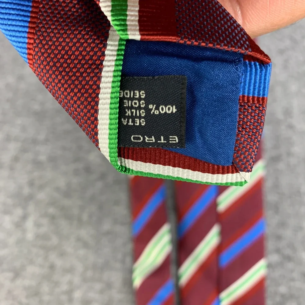 Etro Milano Necktie Men Red Striped Business Modern Formal Silk Italy Made NEW